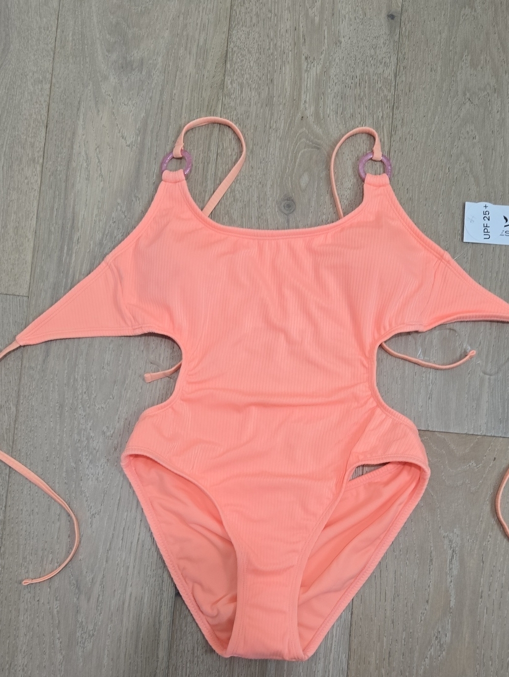 Womens Coral One-Piece Swimsuit with Side Cutouts